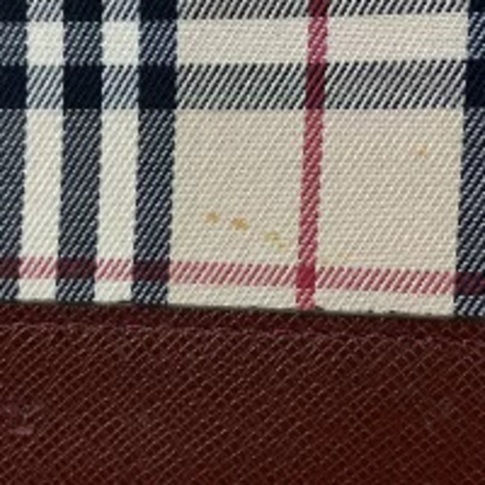 Burberry shoulder bag check Hobo Nova canvas beige Burgundy Red - Picture 4 of 6